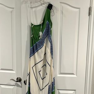 NWT Tory Burch one shoulder scarf maxi dress